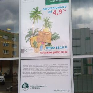 Oklejenie witryn folią OWV - Bank Spółdzielczy w Brodnicy