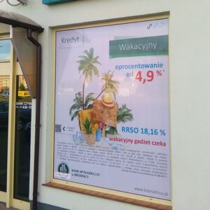 Oklejenie witryn folią OWV - Bank Spółdzielczy w Brodnicy