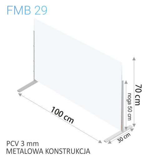 Przegroda biurowa - PCV biała, metalowy stelaż