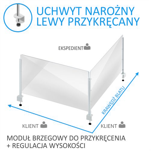 Modułowe ekrany ochronne, osłona do biura open space narożna